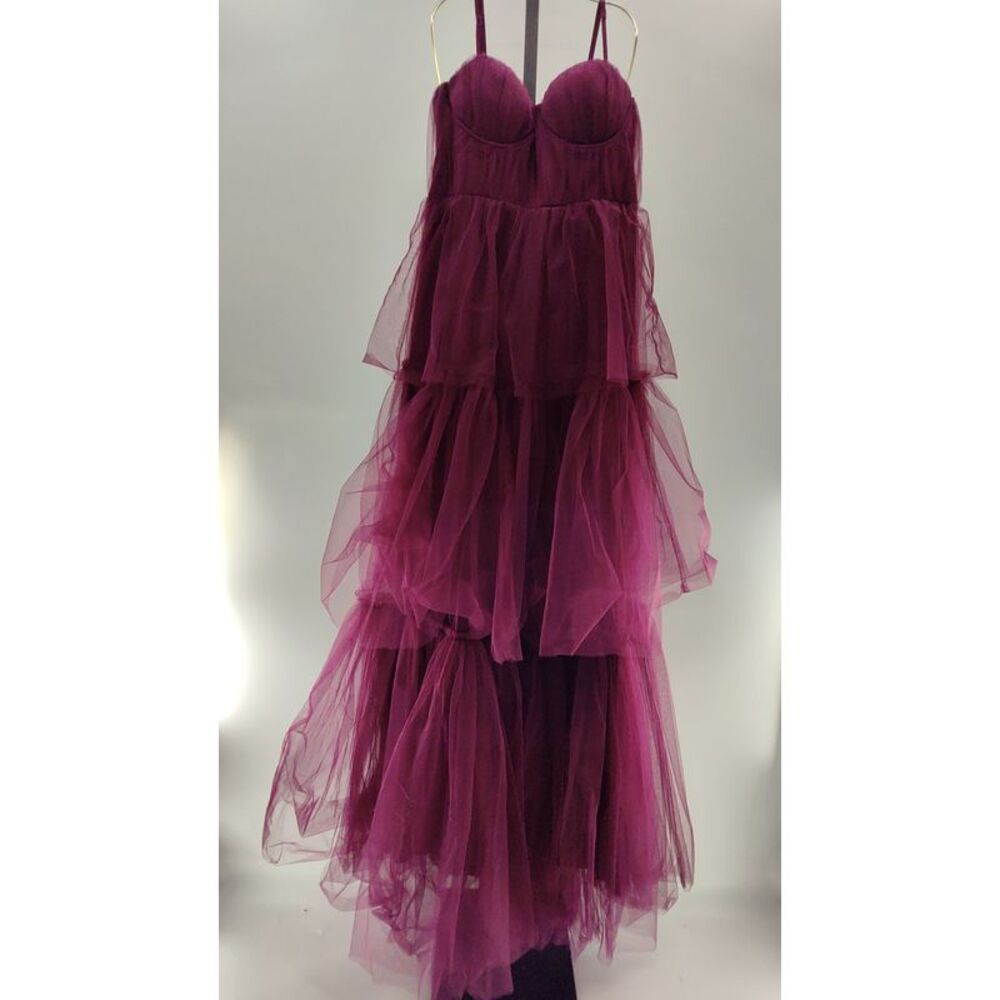 Lulu's Burgundy Layered Tulle Dress - Picture 2 of 3